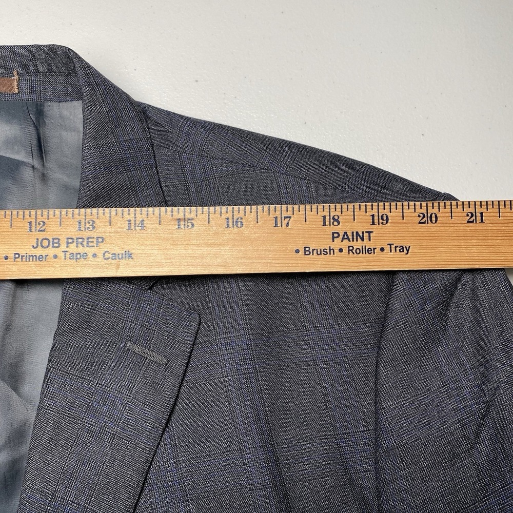 Peter Millar Blazer Sport Coat 48R 2B2V Wool Gray Blue Plaid - Picture 10 of 16